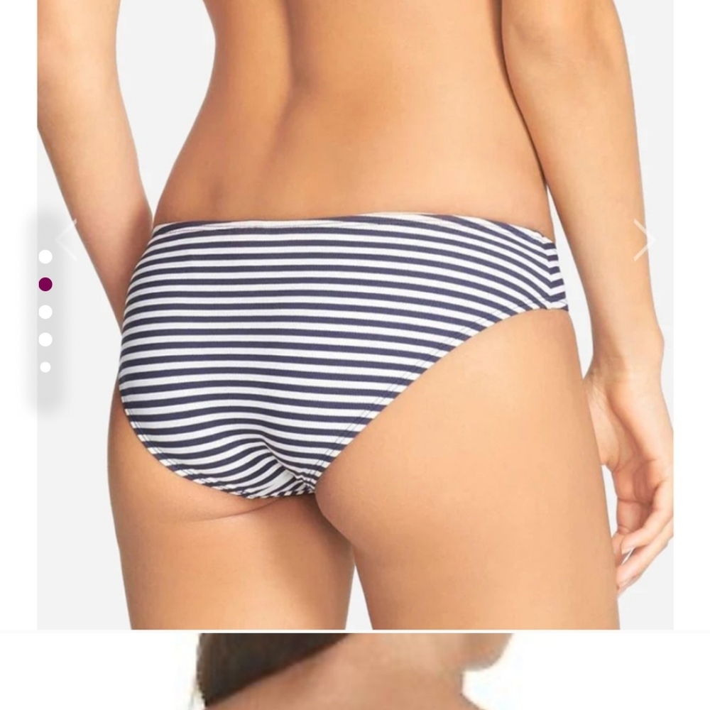 Tory Burch Flounce Bikini Top and Bottoms in Navy and White Stripe - Picture 6 of 10